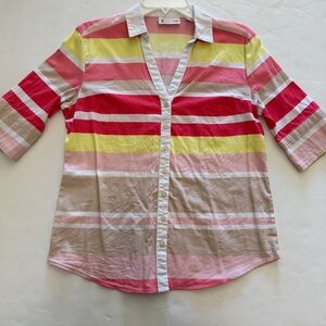 Avenue Multicolor Striped Button Down Shirt